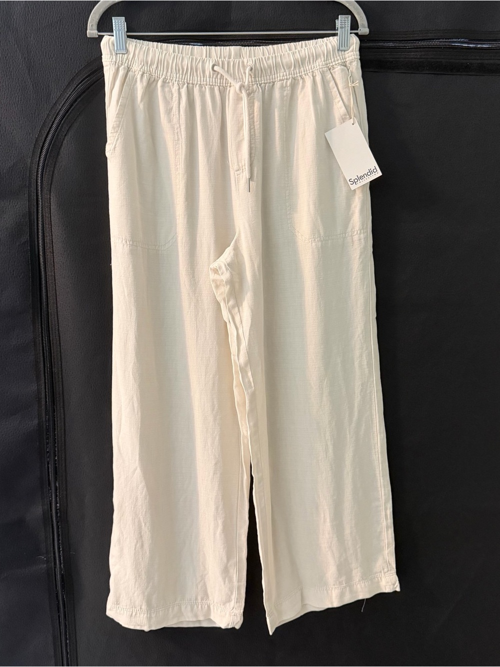 NWT Splendid $158 Linen Lyocell Wide Leg Beige Pull On Casual Pants M